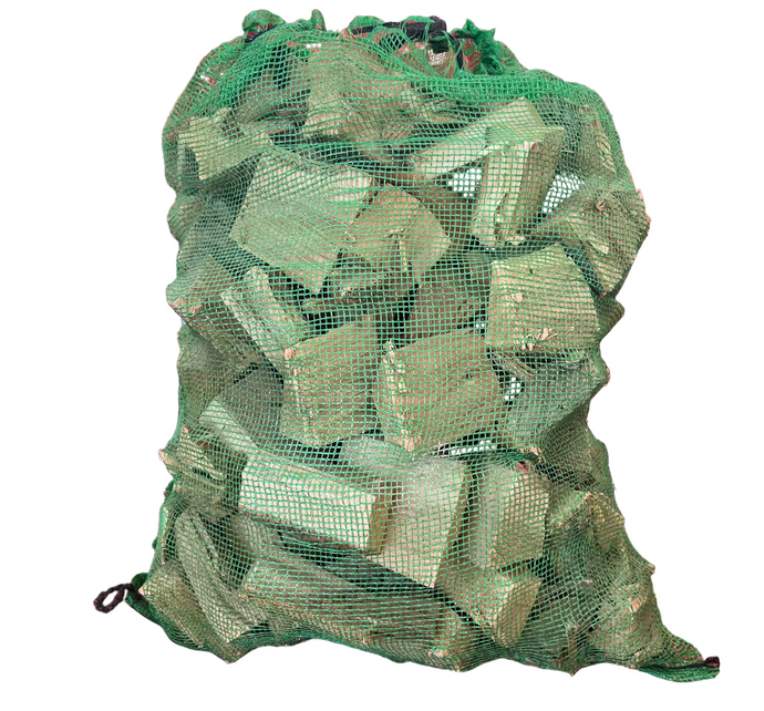 mesh green bag with oak chunks